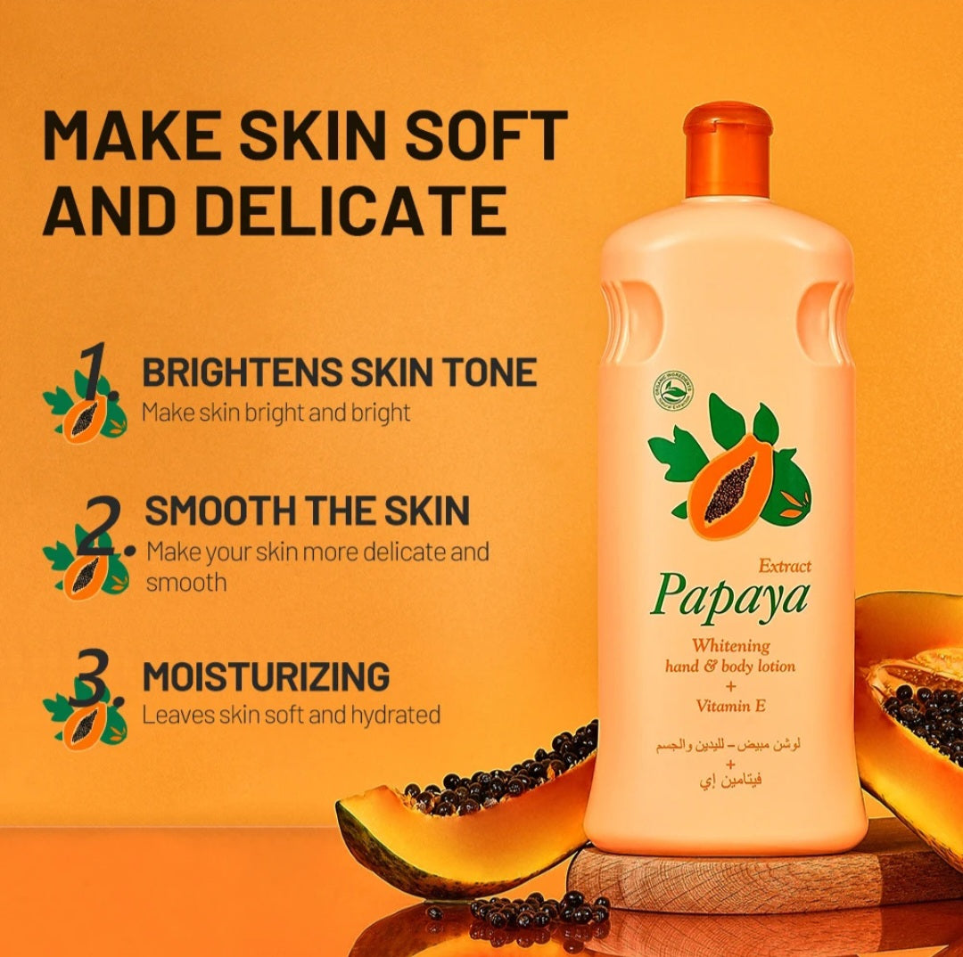 Papaya Body Lotion Moisturizes and Moisturizes Body Care Hand Face Skin Cream Natural Vitamin c 2pcs 600ml Each